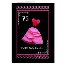 75th Fabulous Birthday with Pink Dress Card