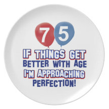 75th year old birthday designs plate