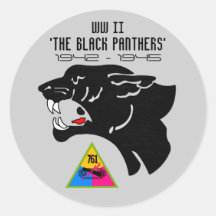 761st TANK BATTALION, BLACK PANTHERS, WW II Round Stickers