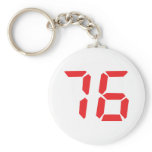 76 seventy-six red alarm clock digital number key chain