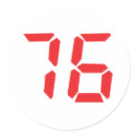 76 seventy-six red alarm clock digital number round stickers