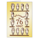 76th birthday, Curious owls card.