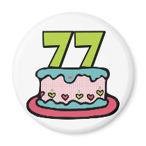 77 Year Old Birthday Cake Refrigerator Magnets