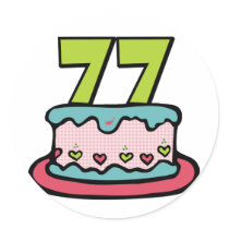 77 Year Old Birthday Cake Stickers
