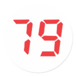 79 seventy-nine red alarm clock digital number round sticker