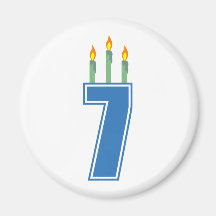 7 Birthday Candles (Blue / Green) Magnets