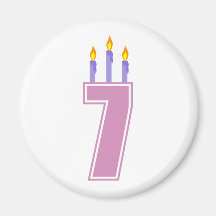 7 Birthday Candles (Pink / Purple) Fridge Magnets