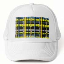 7.Black and Yellow Plaid Bumble Bees Design Trucker Hats