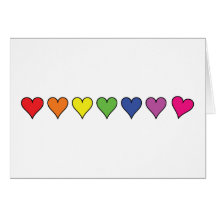 7 colour hearts greeting cards