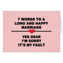 7 Words For A Long and Happy Marriage Greeting Card