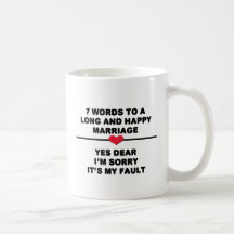 7 Words For A Long and Happy Marriage Coffee Mugs