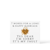 7 Words For A Long and Happy Marriage Postcards