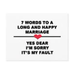 7 Words For A Long and Happy Marriage Post Card