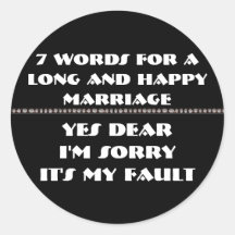 7 Words For A Long and Happy Marriage Stickers