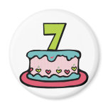 7 Year Old Birthday Cake Fridge Magnet