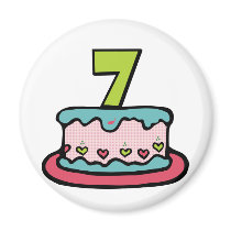 7 Year Old Birthday Cake Fridge Magnet