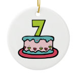 7 Year Old Birthday Cake Christmas Ornament