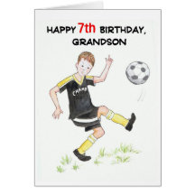 7th Birthday Card for a Grandson - Footballer
