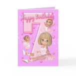 7th Birthday Card With Cute Ballerina