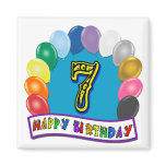 7th Birthday Gifts with Assorted Balloons Design Fridge Magnets