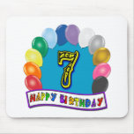 7th Birthday Gifts with Assorted Balloons Design Mouse Pad