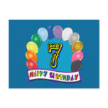 7th Birthday Gifts with Assorted Balloons Design postcards