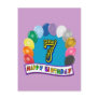 7th Birthday Gifts with Assorted Balloons Design Postcards