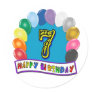 7th Birthday Gifts with Assorted Balloons Design Round Sticker