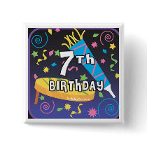 7th Birthday Party buttons