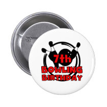 7th Bowling Birthday buttons