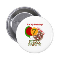 7th Pizza Party Birthday buttons