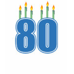 80 Birthday Candles (Blue / Green) t-shirts