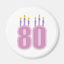 80 Birthday Candles (Pink / Purple) Magnets