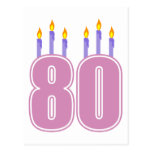80 Birthday Candles (Pink / Purple) Post Cards