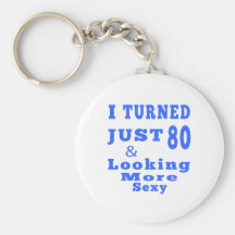 80 birthday designs keychain