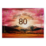 80 birthday, Sunset over the mountains Card