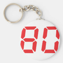 80 eighty red alarm clock digital number keychain