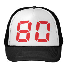 80 eighty red alarm clock digital number mesh hats