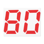 80 eighty red alarm clock digital number postcards