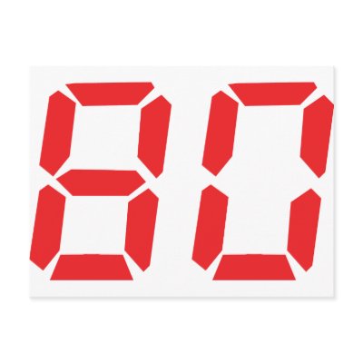 80 eighty red alarm clock digital number postcards by Tomaniac
