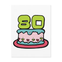 80 Year Old Birthday Cake Postcards