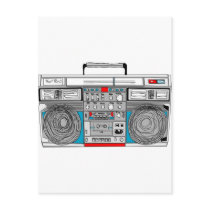 80s boombox illustration postcard