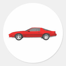 80's Camaro Sports Car: 3D Model: Round Stickers
