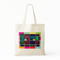 80's Cassette Colour Blocks Canvas Bags