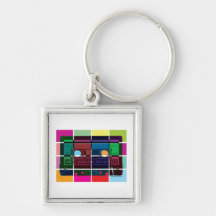 80's Cassette Colour Blocks Key Chain