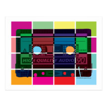 80's Cassette Colour Blocks Postcard