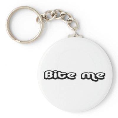 80's catch phase bite me on a keychain by 80scatchphrasestore