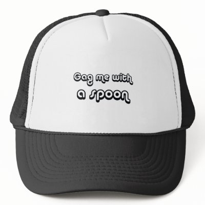 80's catch phase gag me with a spoon on gifts mesh hats by 80scatchphrasestore