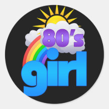 80s Girl Round Sticker