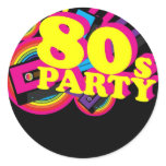 80s Party Round Stickers